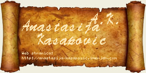 Anastasija Kasapović vizit kartica